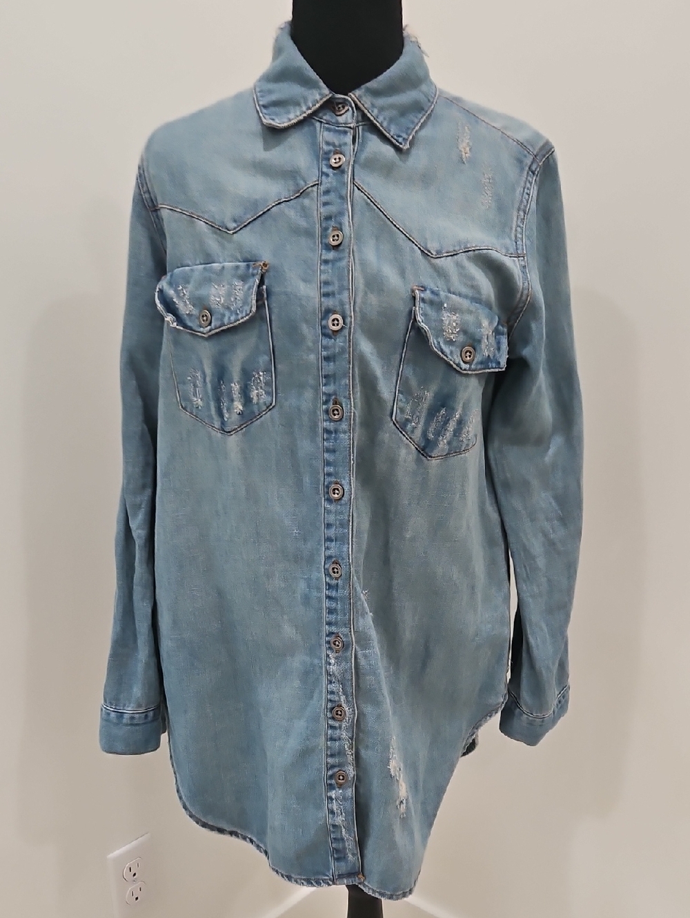 One Teaspoon Light Blue Denim Shirt. Size XS